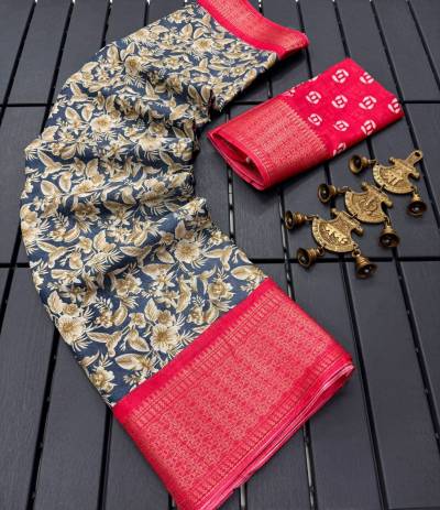 PURE DOLA SILK BY MERAKI SILK SAREE WITH FLORAL PATTERN MANUFACTURER IN INDIA